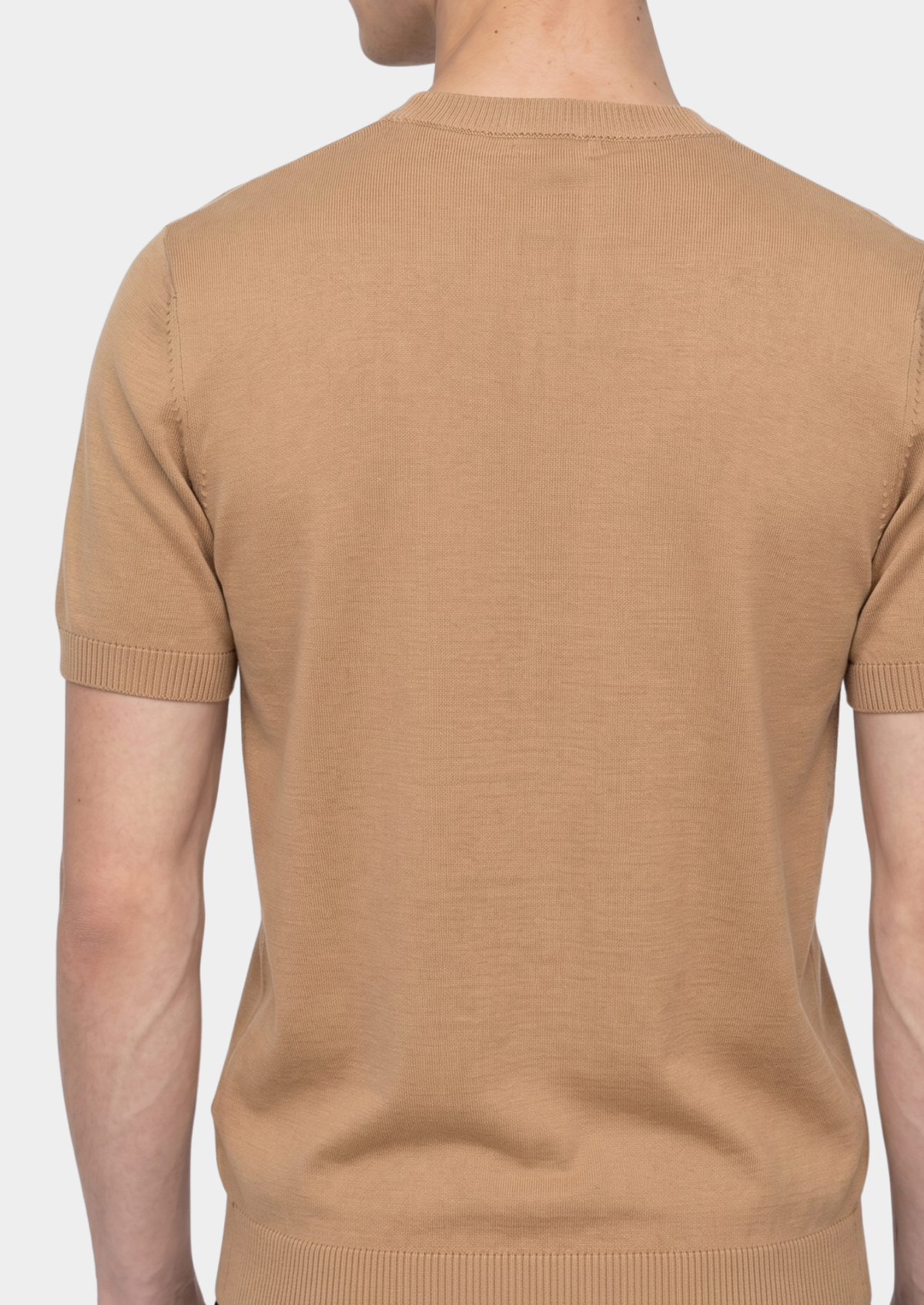 Essential Beige Knitted Crewneck T-Shirt | Roccella