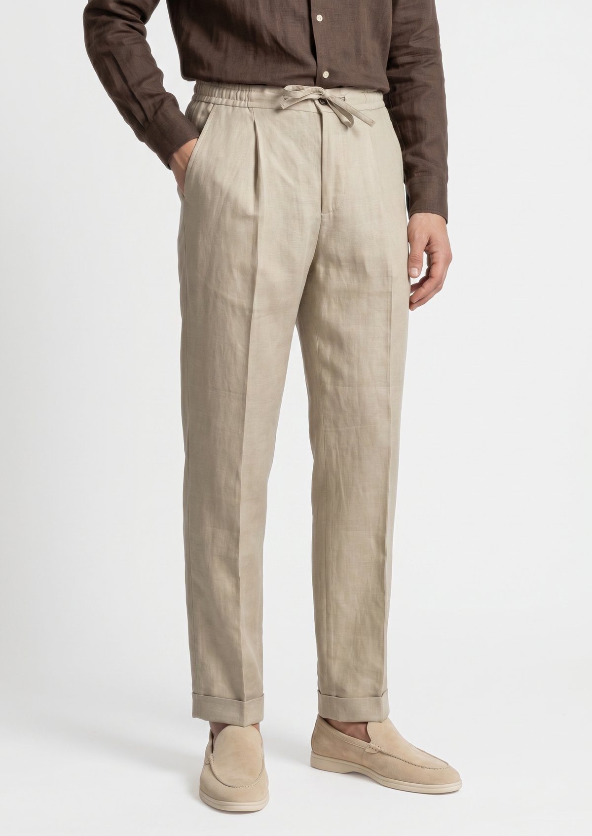 Drawstring Coastal Trousers - Sand | Roccella