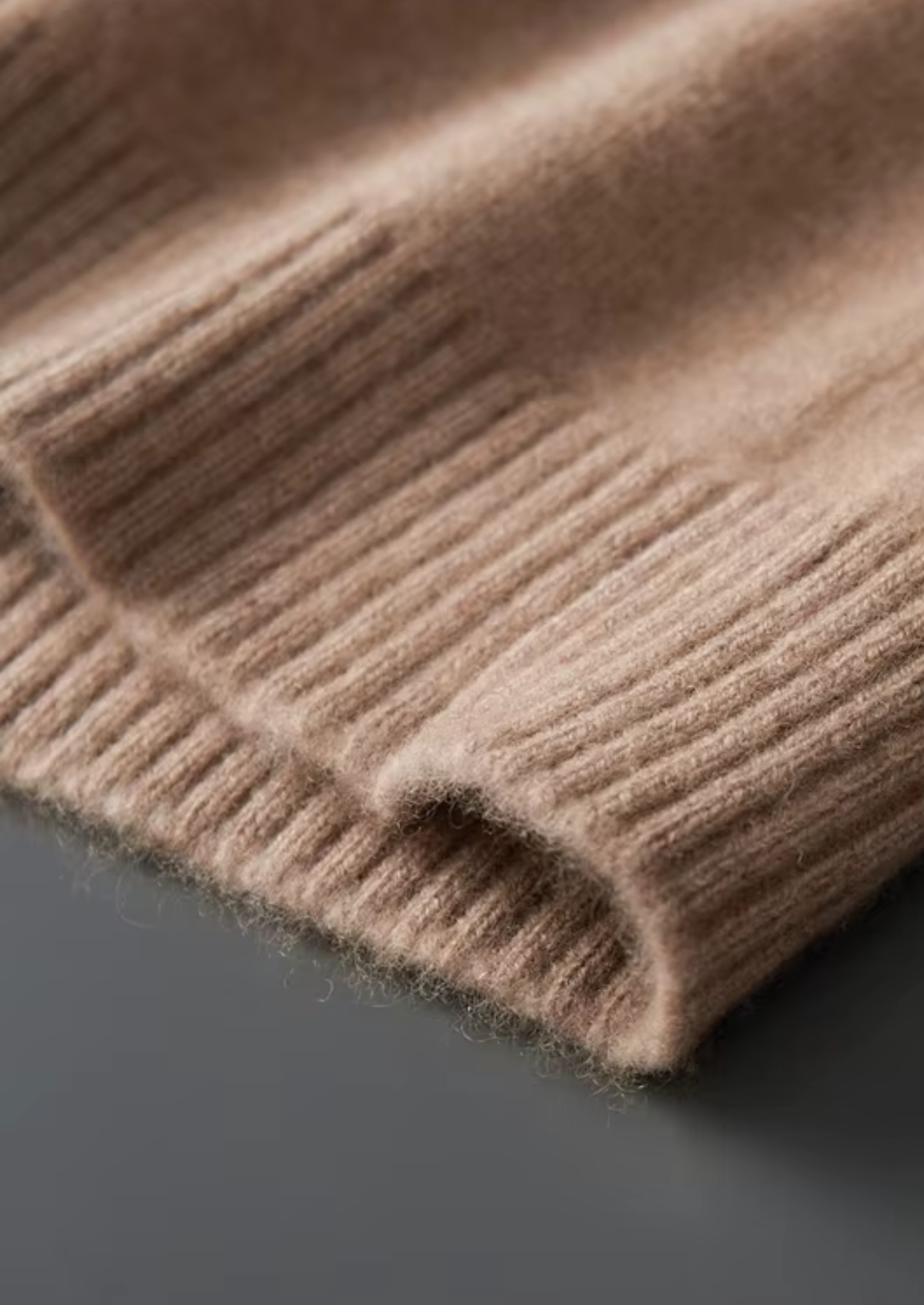 Pure Cashmere Beige Funnel Neck Cardigan | Roccella