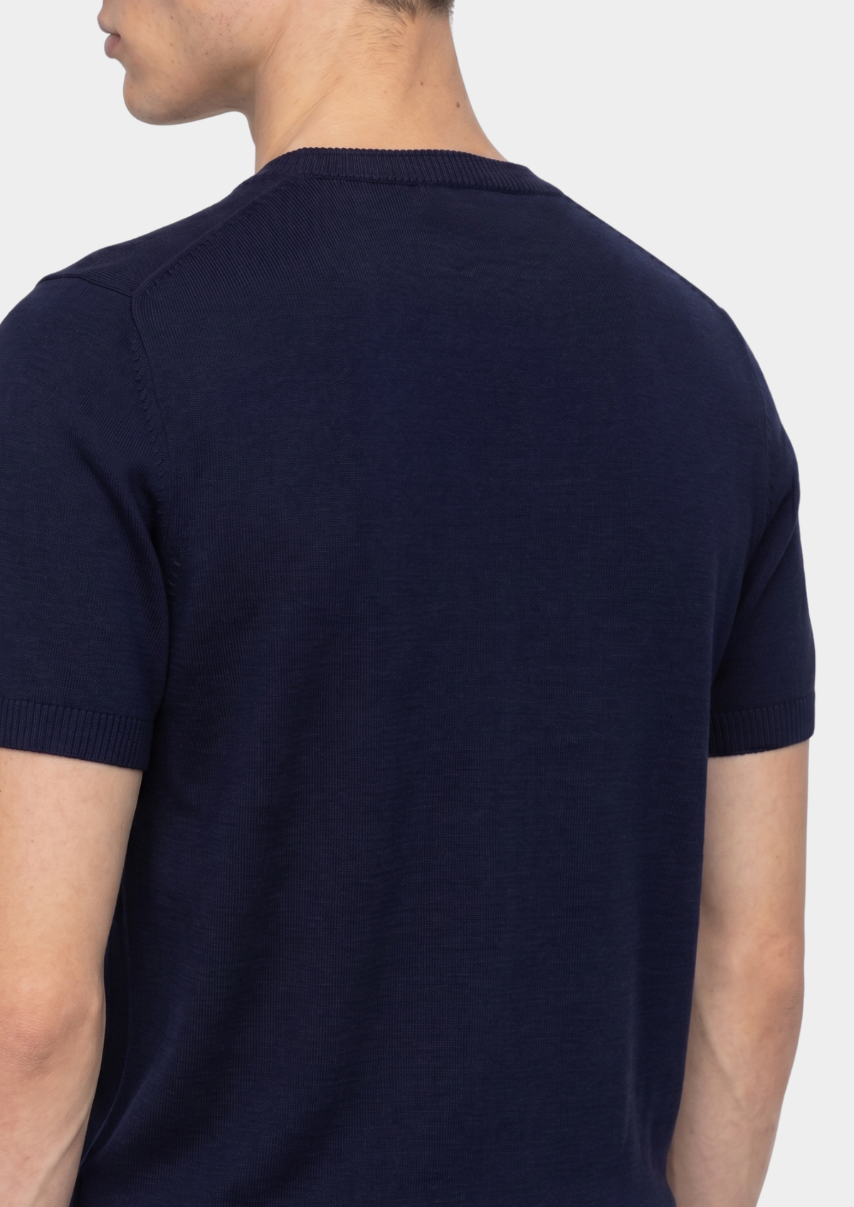 Essential Navy Blue Knitted Crewneck T-Shirt | Roccella