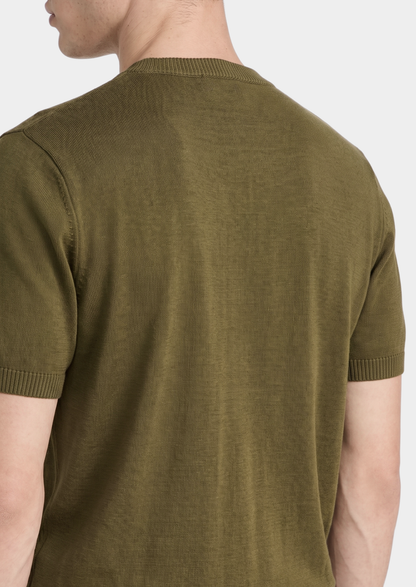 Essential Olive Knitted Crewneck T-Shirt | Roccella