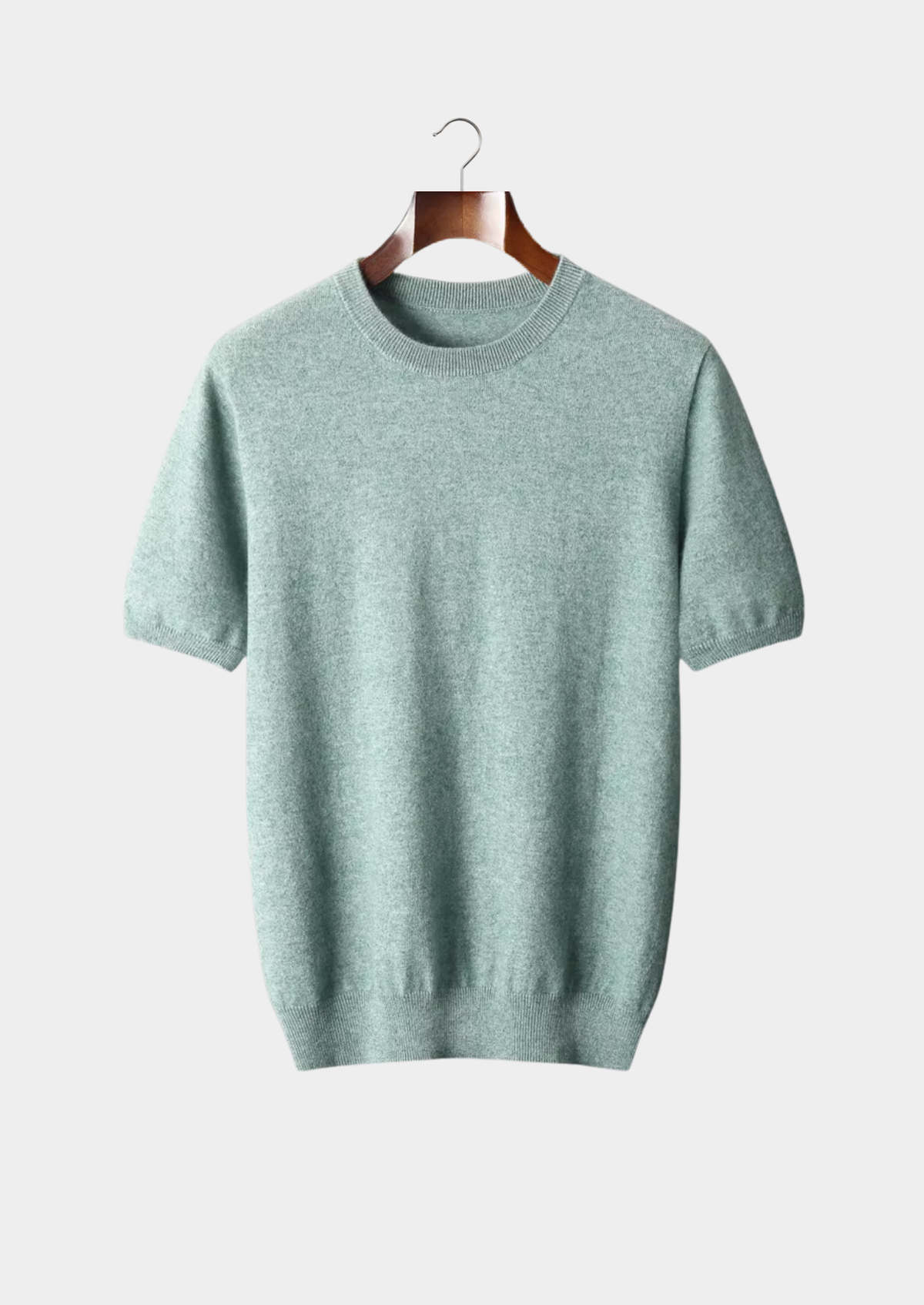 Premium Cashmere Classic Crewneck T-Shirt - Verdant Slate | Roccella