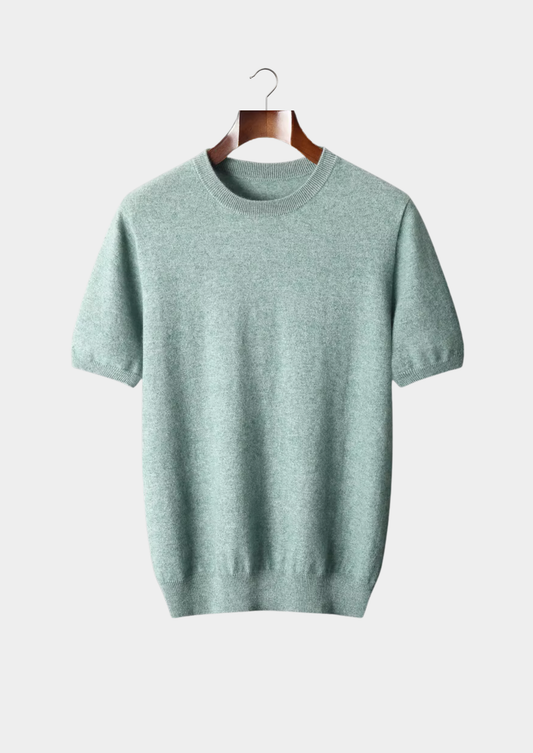 Premium Cashmere Classic Crewneck T-Shirt - Verdant Slate | Roccella