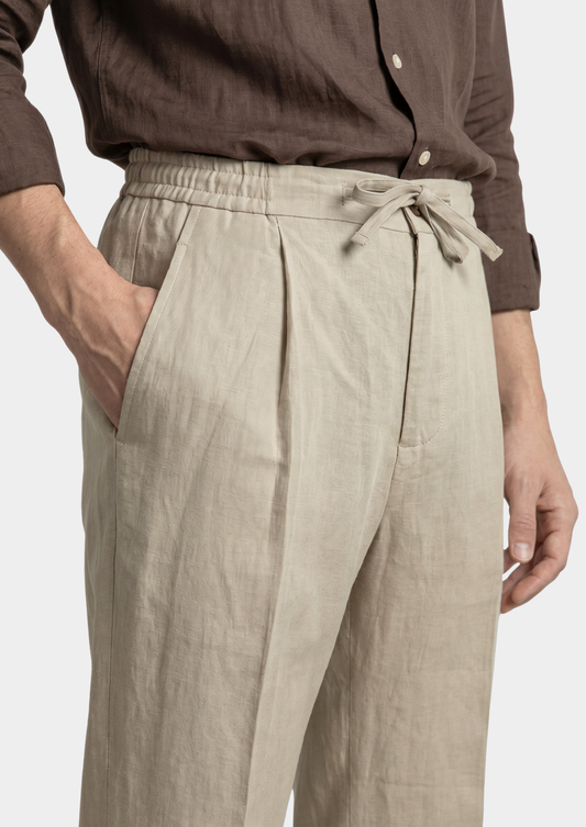 Drawstring Coastal Trousers - Sand | Roccella