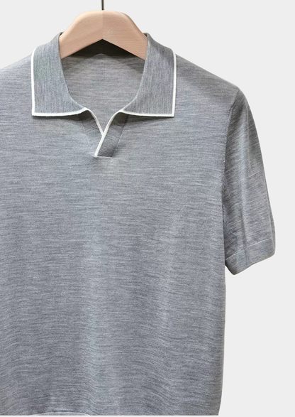 Ellis Light Gray Lightweight Polo Shirt | Roccella