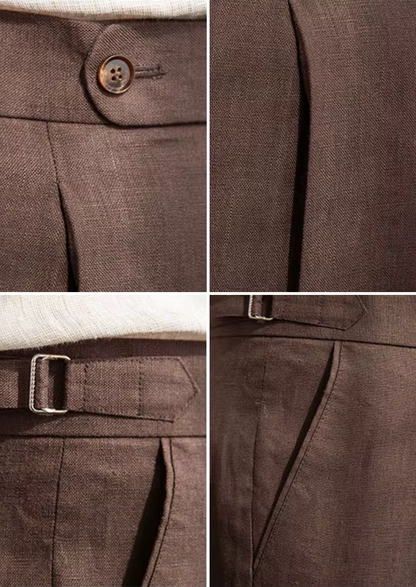 Tuscany Pleated Coastal Trousers - Dark Brown | Roccella