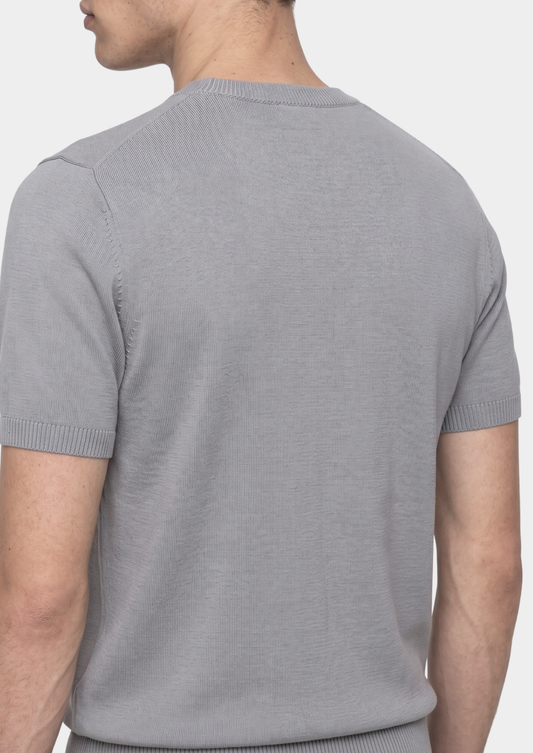 Essential Fog Gray Knitted Crewneck T-Shirt | Roccella