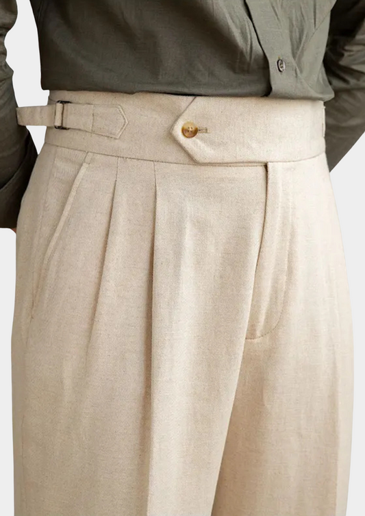 Napoli Pleated Coastal Trousers - Sand | Roccella