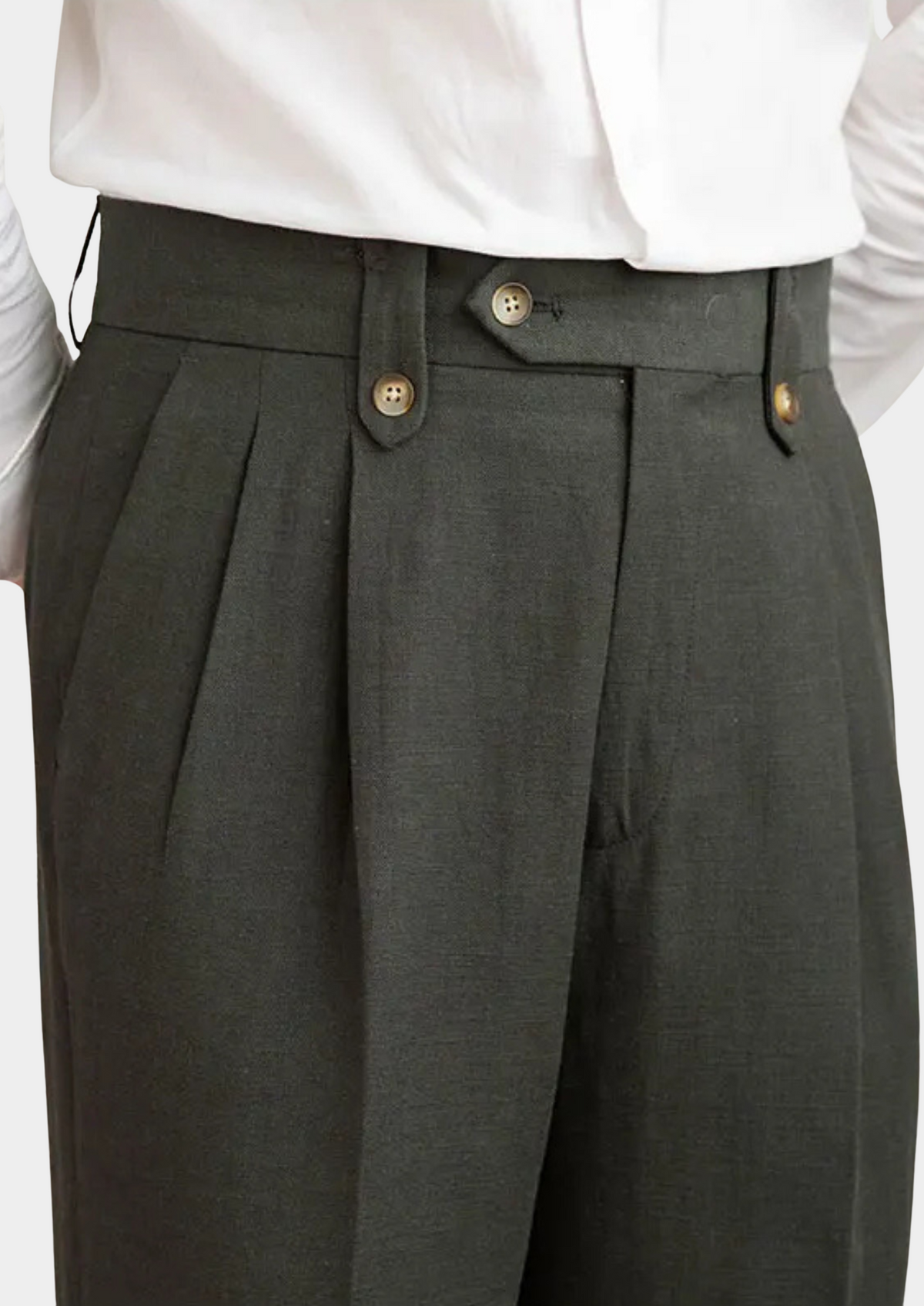 Cagliari Pleated Coastal Trousers - Olive | Roccella