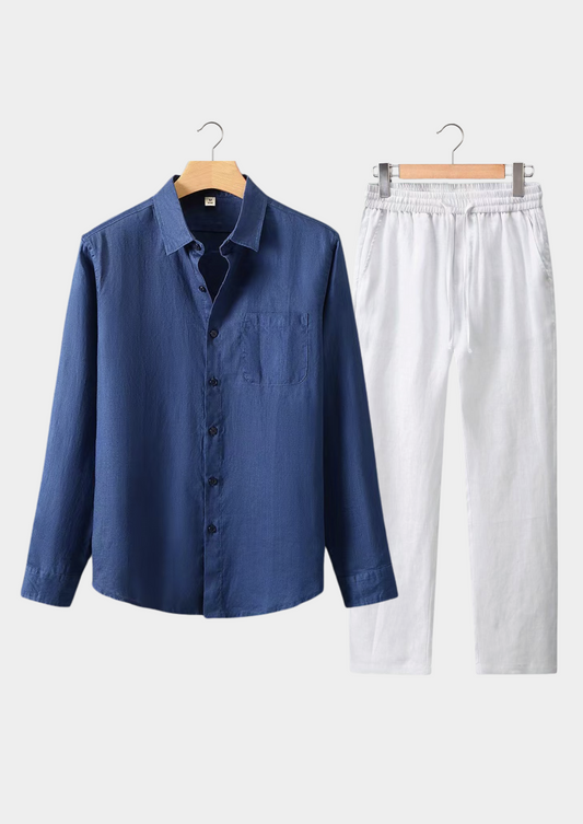 Dolcevita Longsleeve Summer Set - Navy Blue/white | Roccella