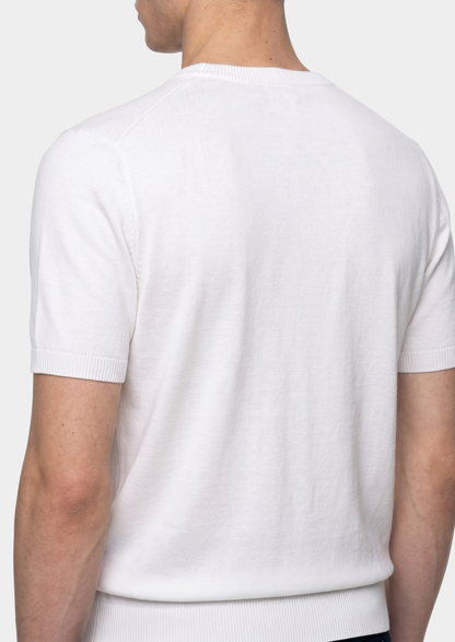 Essential White Knitted Crewneck T-Shirt | Roccella