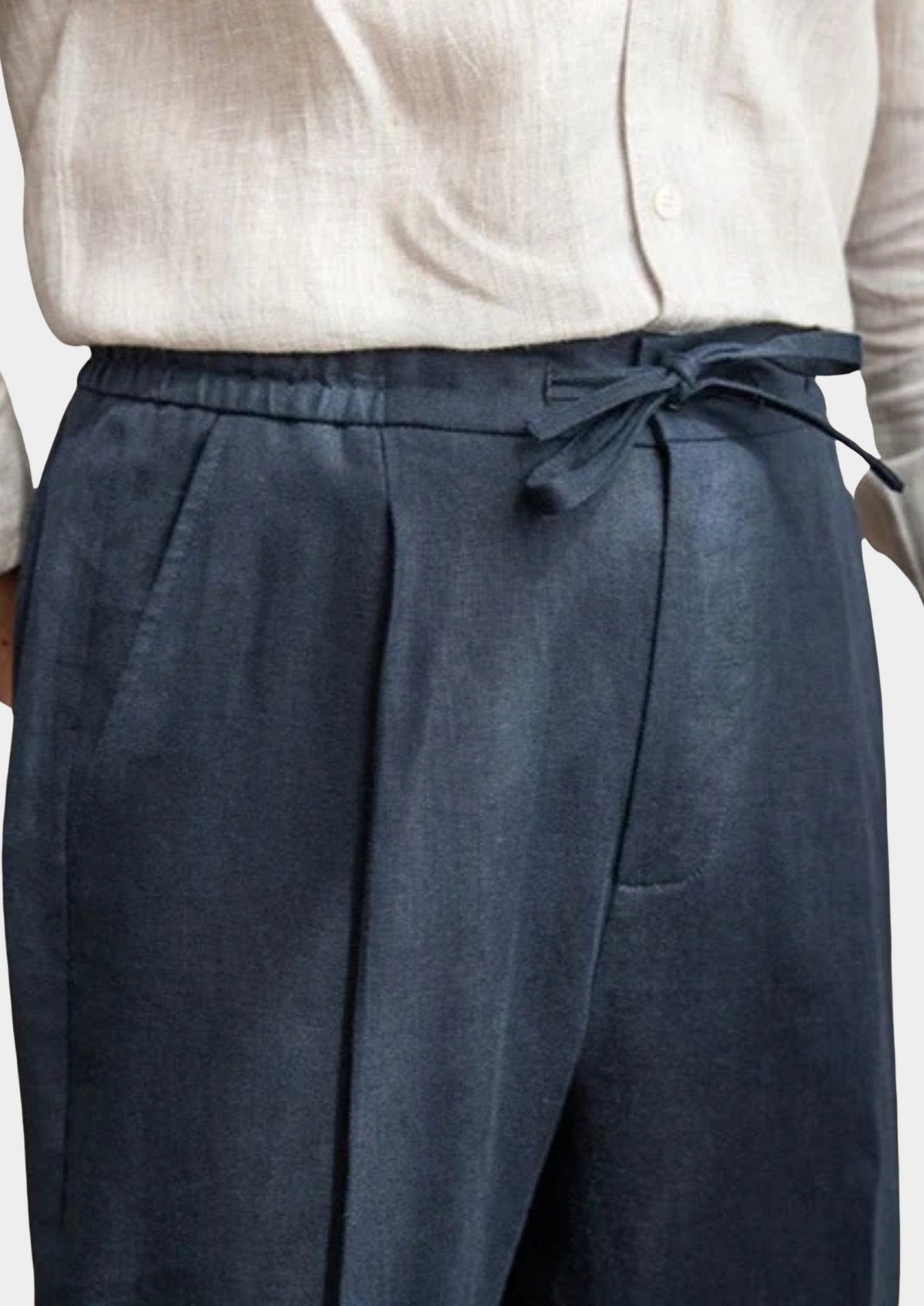 Drawstring Coastal Trousers - Navy Blue | Roccella