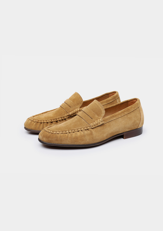 Caramel Classic Penny Suede Loafers | Roccella