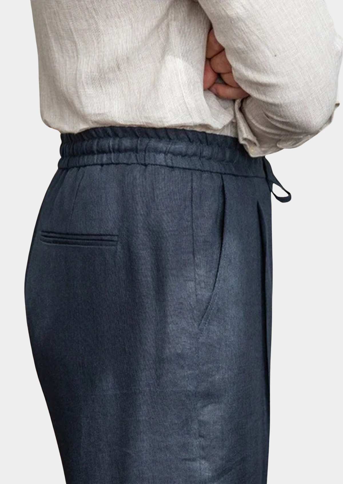 Drawstring Coastal Trousers - Navy Blue | Roccella