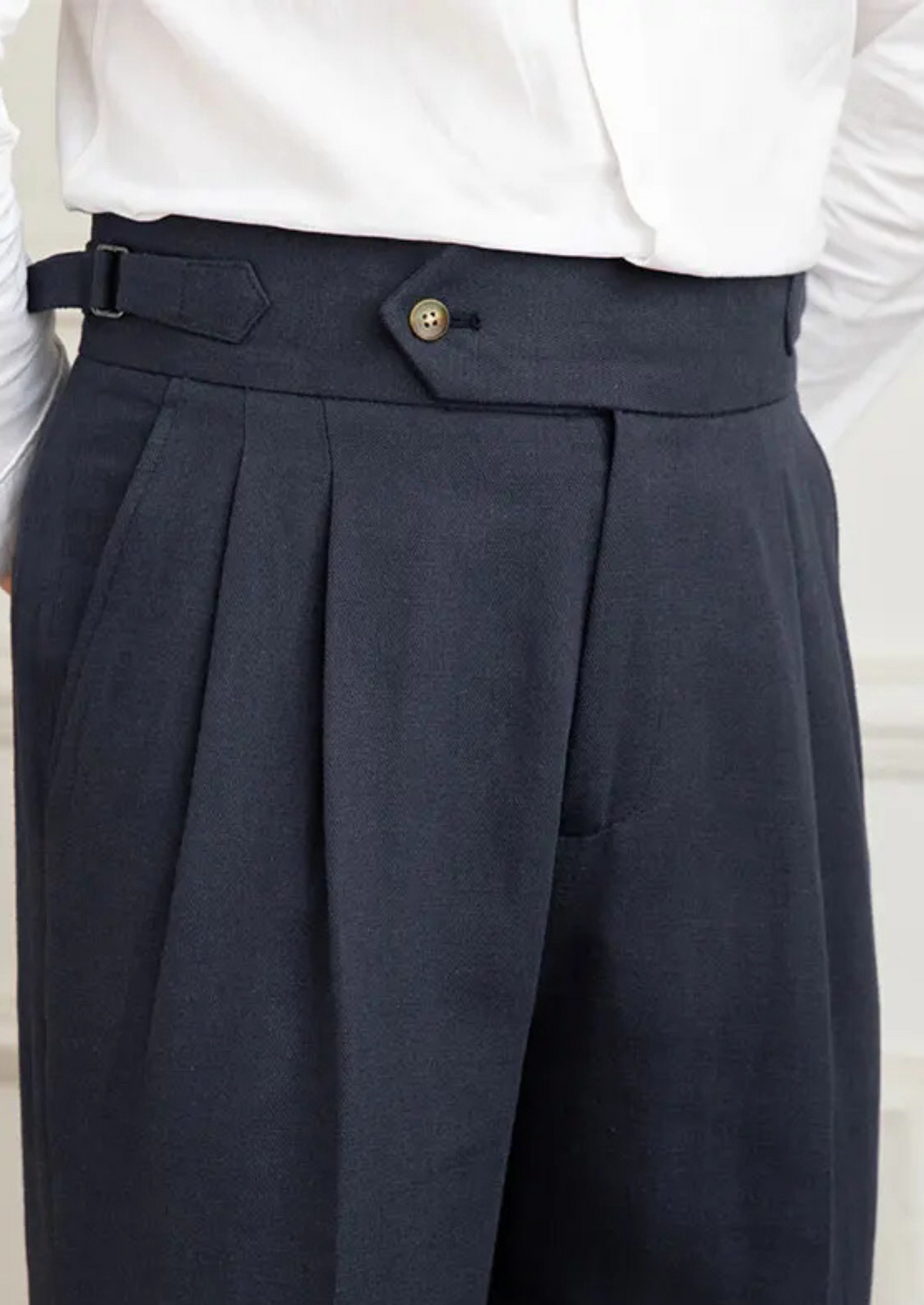 Napoli Pleated Coastal Trousers - Navy Blue | Roccella