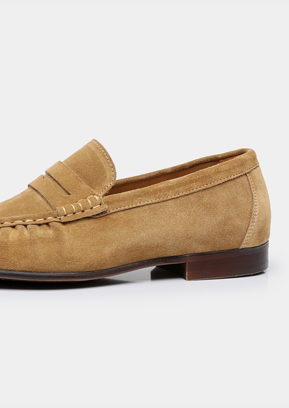 Caramel Classic Penny Suede Loafers | Roccella