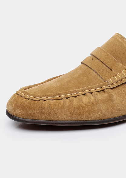 Caramel Classic Penny Suede Loafers | Roccella