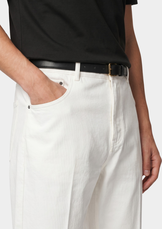 Essential White Straight Leg Denim Trousers | Roccella