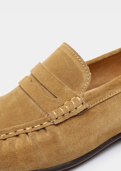 Caramel Classic Penny Suede Loafers | Roccella