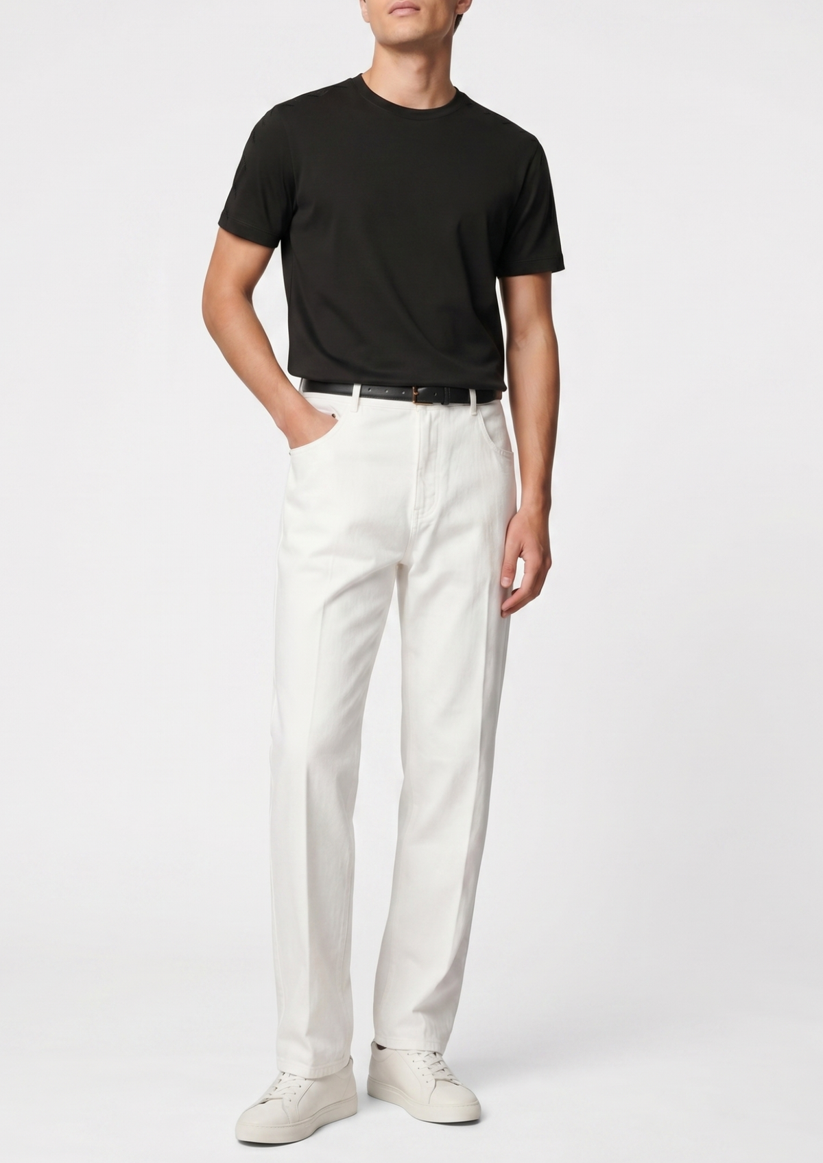 Essential White Straight Leg Denim Trousers | Roccella