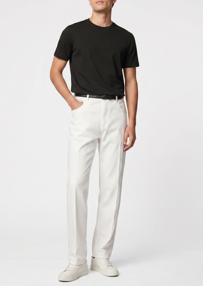 Essential White Straight Leg Denim Trousers | Roccella