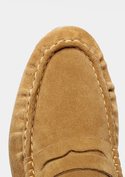 Caramel Classic Penny Suede Loafers | Roccella