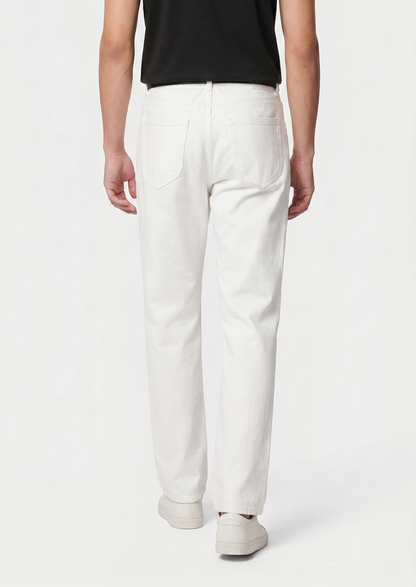 Essential White Straight Leg Denim Trousers | Roccella
