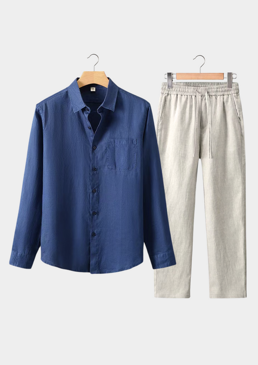 Dolcevita Longsleeve Summer Set - Navy Blue/beige | Roccella