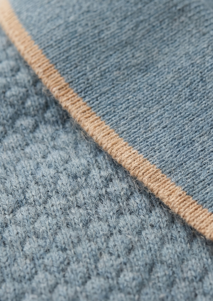 Premium Cashmere Sea Blue Two-Tone Polo | Roccella