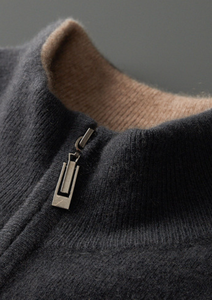 Pure Cashmere Dark Gray Dual Zip Cardigan | Roccella