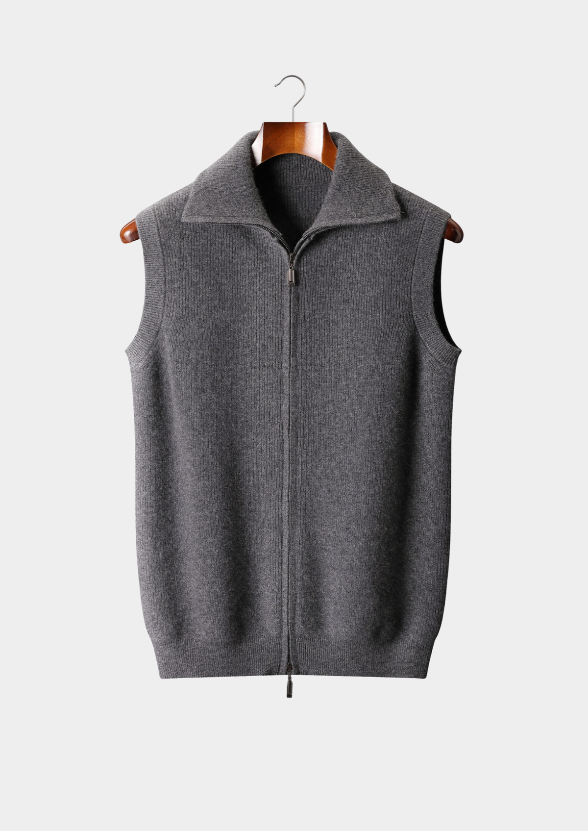 Pure Cashmere Dark Gray Body Warmer Vest | Roccella