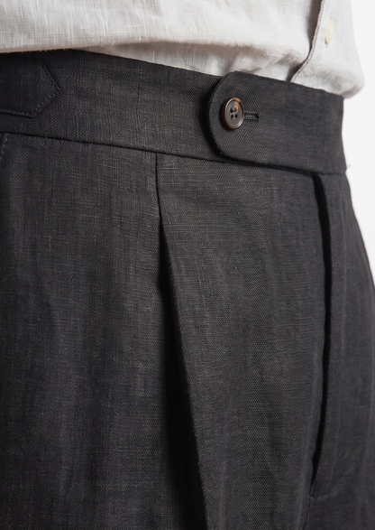 Tuscany Pleated Coastal Trousers - Black | Roccella