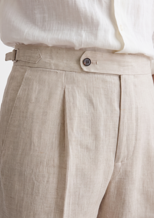 Tuscany Pleated Coastal Trousers - Ivory | Roccella