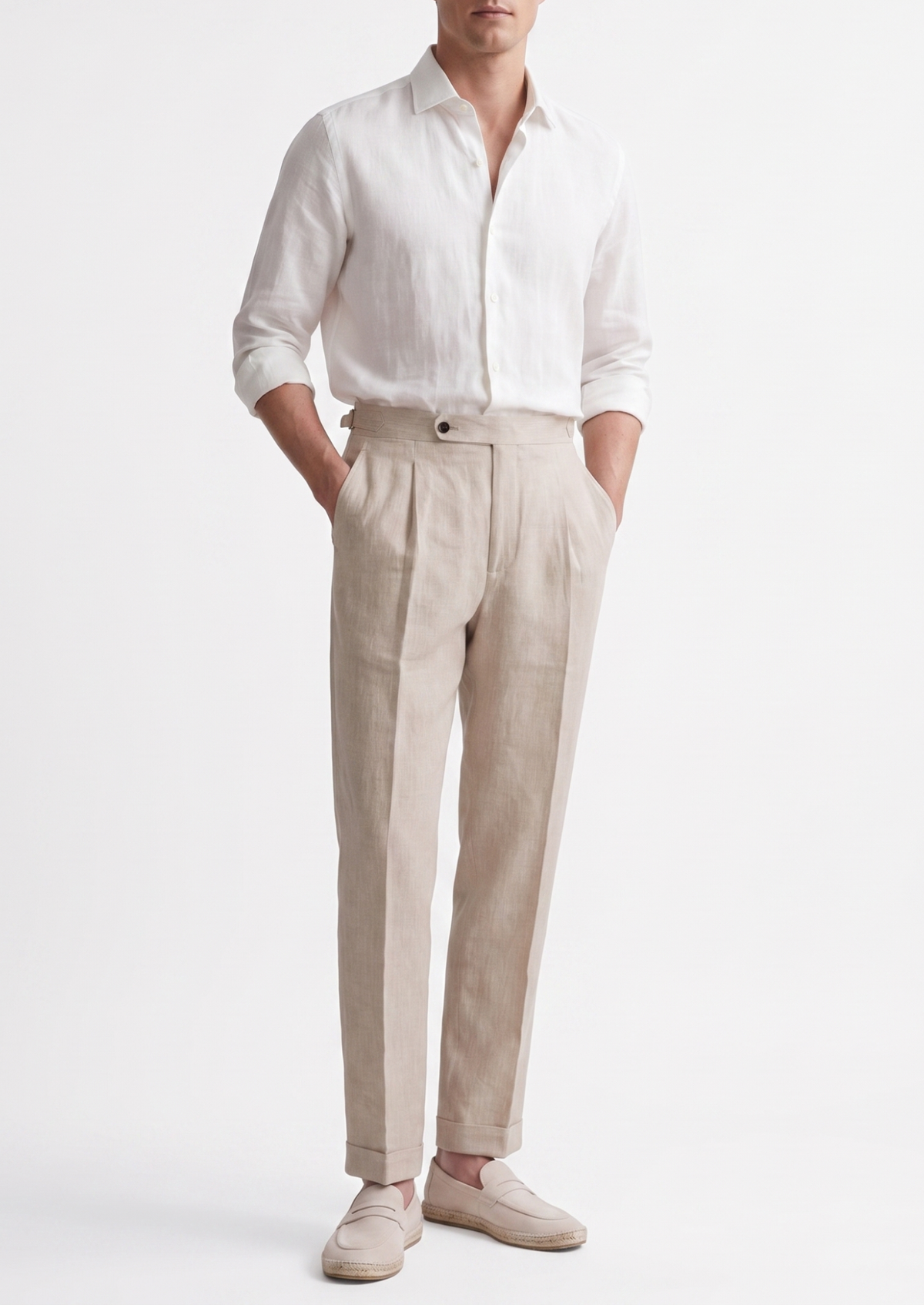 Tuscany Pleated Coastal Trousers - Ivory | Roccella
