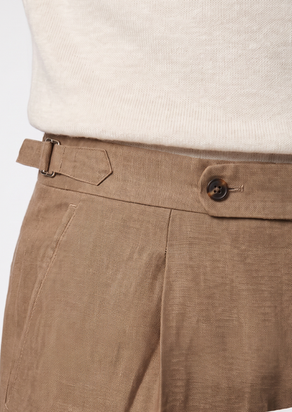 Tuscany Pleated Coastal Trousers - Caramel | Roccella