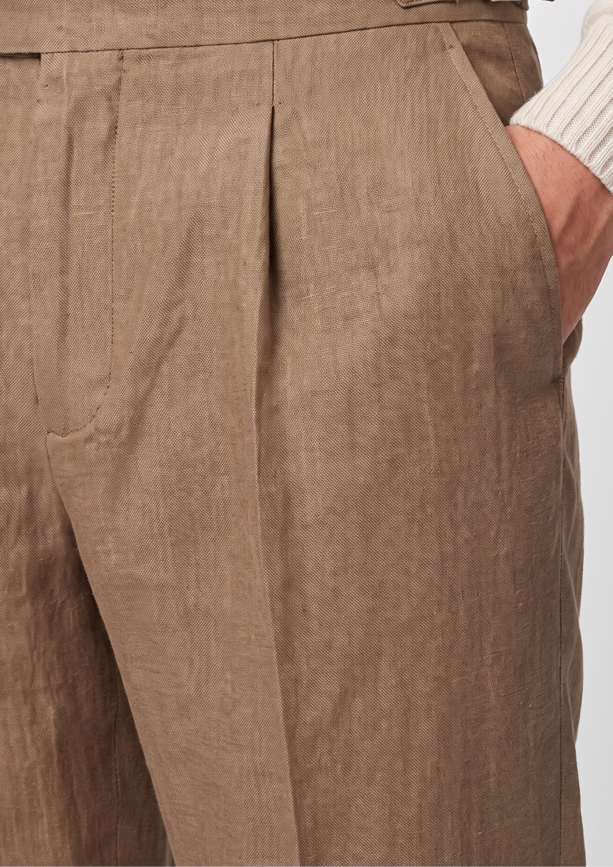 Tuscany Pleated Coastal Trousers - Caramel | Roccella