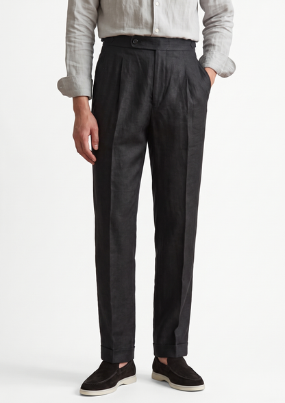 Tuscany Pleated Coastal Trousers - Black | Roccella