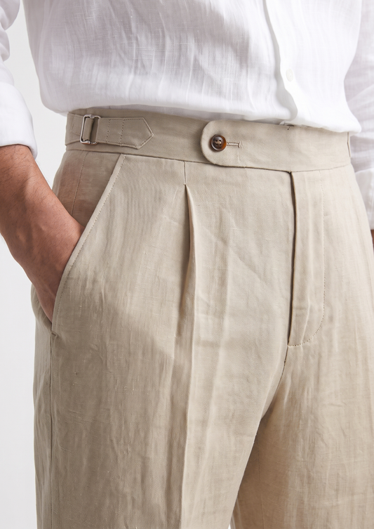 Tuscany Pleated Coastal Trousers - Sand | Roccella