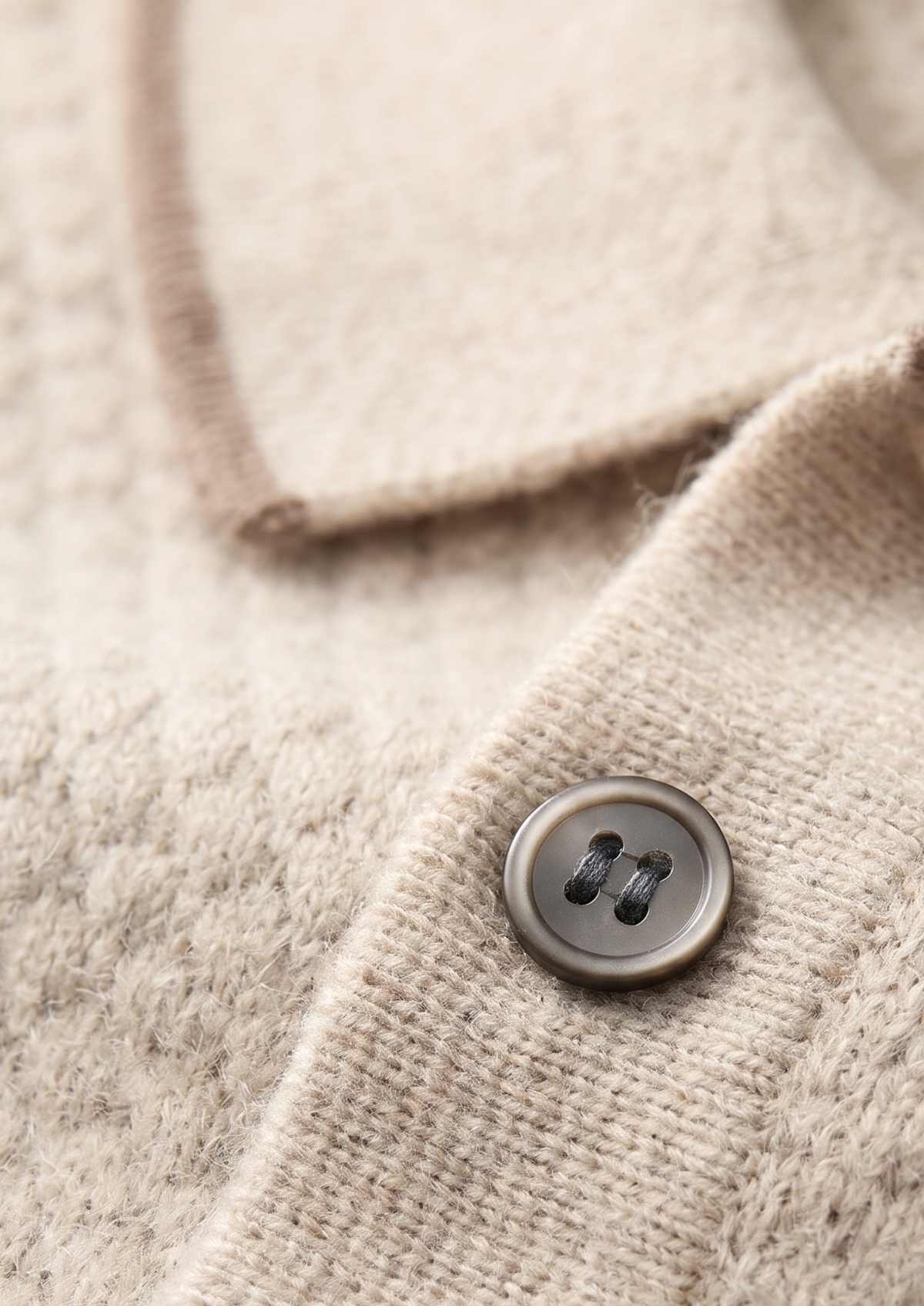 Premium Cashmere Ivory Two-Tone Polo | Roccella