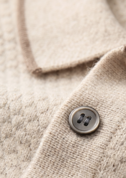 Premium Cashmere Ivory Two-Tone Polo | Roccella