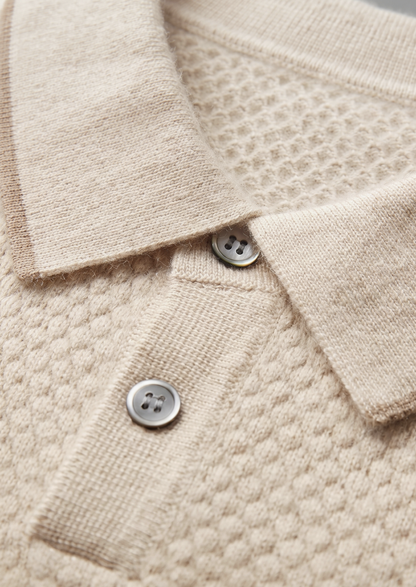 Premium Cashmere Ivory Two-Tone Polo | Roccella