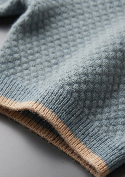 Premium Cashmere Sea Blue Two-Tone Polo | Roccella