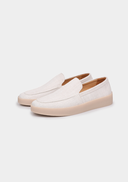 White Linen City Loafers | Roccella