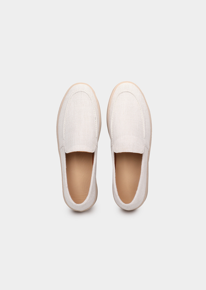 White Linen City Loafers | Roccella