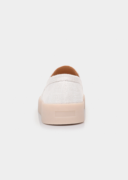 White Linen City Loafers | Roccella