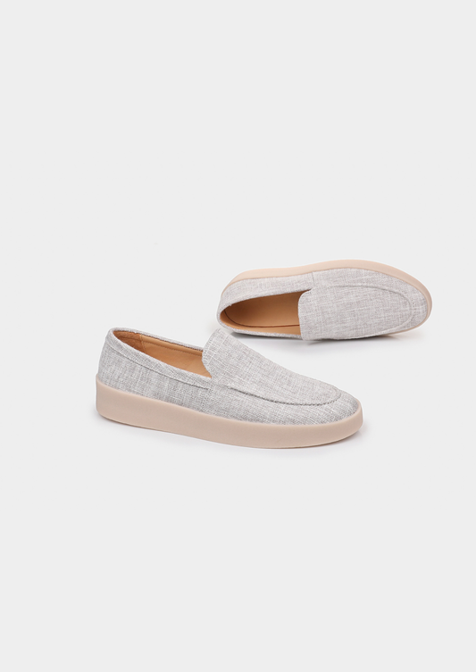 Gray Linen City Loafers | Roccella