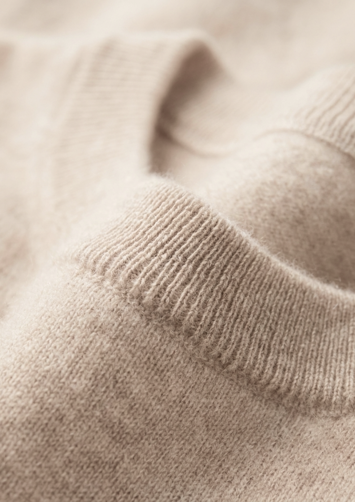 Premium Cashmere Classic Crewneck T-Shirt - Ivory Mocha | Roccella