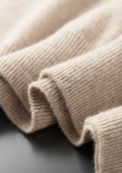Premium Cashmere Classic Crewneck T-Shirt - Ivory Mocha | Roccella