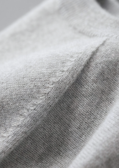 Premium Cashmere Classic Crewneck T-Shirt - Light Gray | Roccella