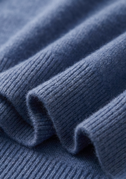 Premium Cashmere Classic Crewneck T-Shirt - Deep Atlantic | Roccella